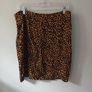Diane Von Furstenberg Size 12 Cheetah Print‎ Satin Midi Skirt Polka Dot Zipper